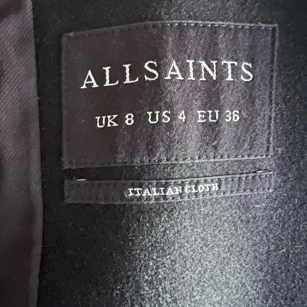ALLSAINTS Meade Lea Wool and Leather Jacket Coat 4 - Picture 3 of 4